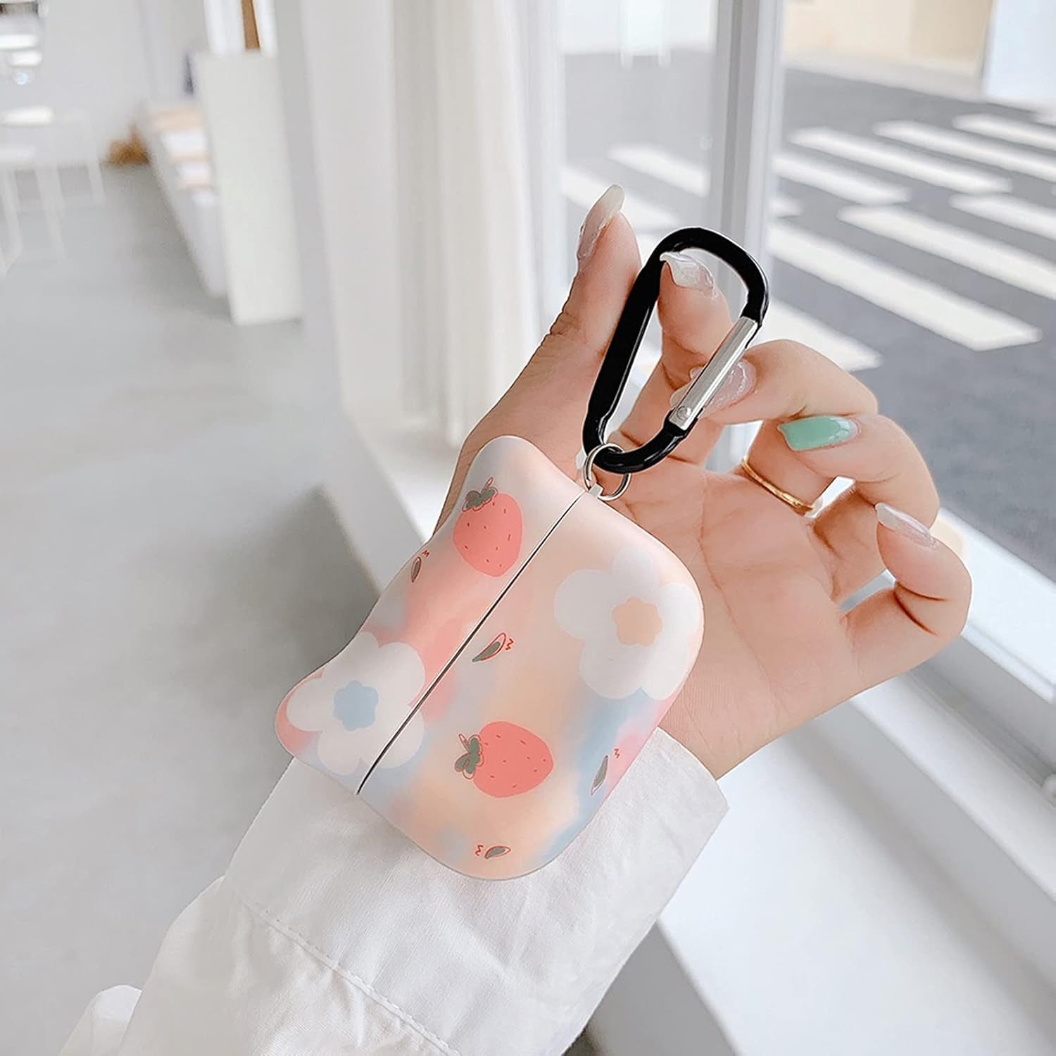 Airpods Pro Case Cover with Keychain,Soft Cat Ears Airpods Pro Case Cute for Girl Women Full Protective Case Cover(Pinkflower)