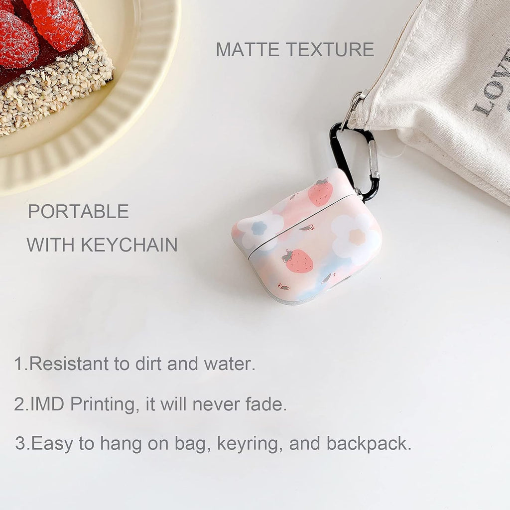 Airpods Pro Case Cover with Keychain,Soft Cat Ears Airpods Pro Case Cute for Girl Women Full Protective Case Cover(Pinkflower)