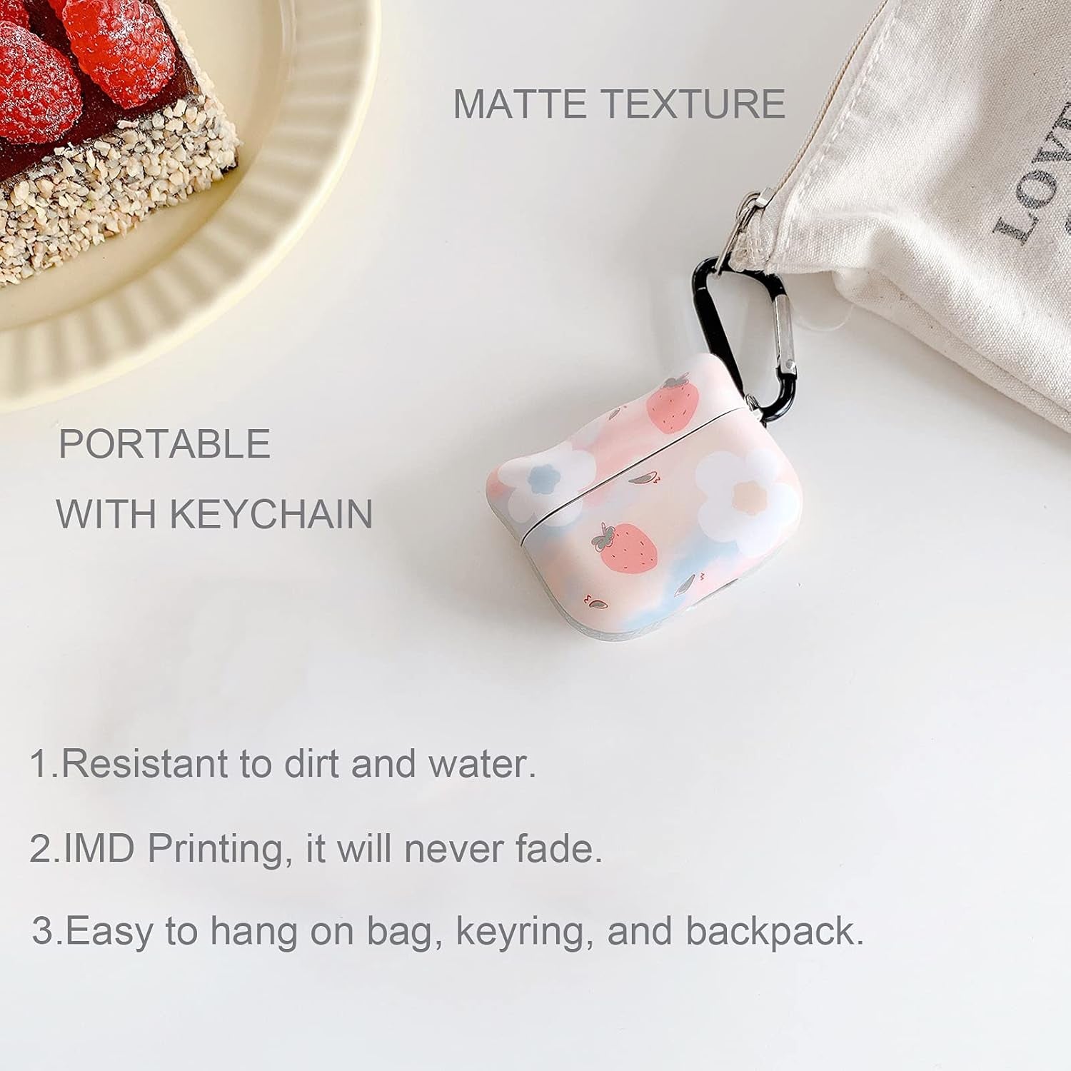 Airpods Pro Case Cover with Keychain,Soft Cat Ears Airpods Pro Case Cute for Girl Women Full Protective Case Cover(Pinkflower)