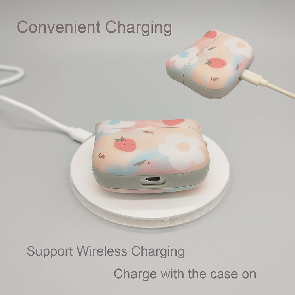 Airpods Pro Case Cover with Keychain,Soft Cat Ears Airpods Pro Case Cute for Girl Women Full Protective Case Cover(Pinkflower)
