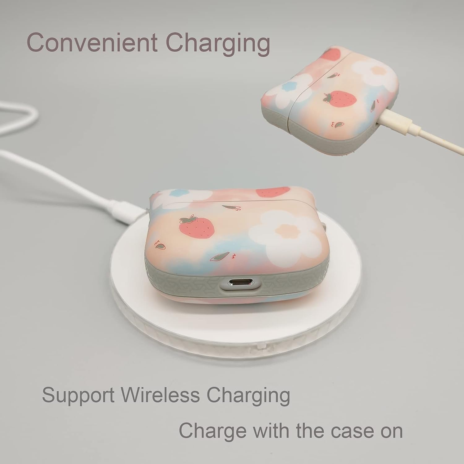Airpods Pro Case Cover with Keychain,Soft Cat Ears Airpods Pro Case Cute for Girl Women Full Protective Case Cover(Pinkflower)