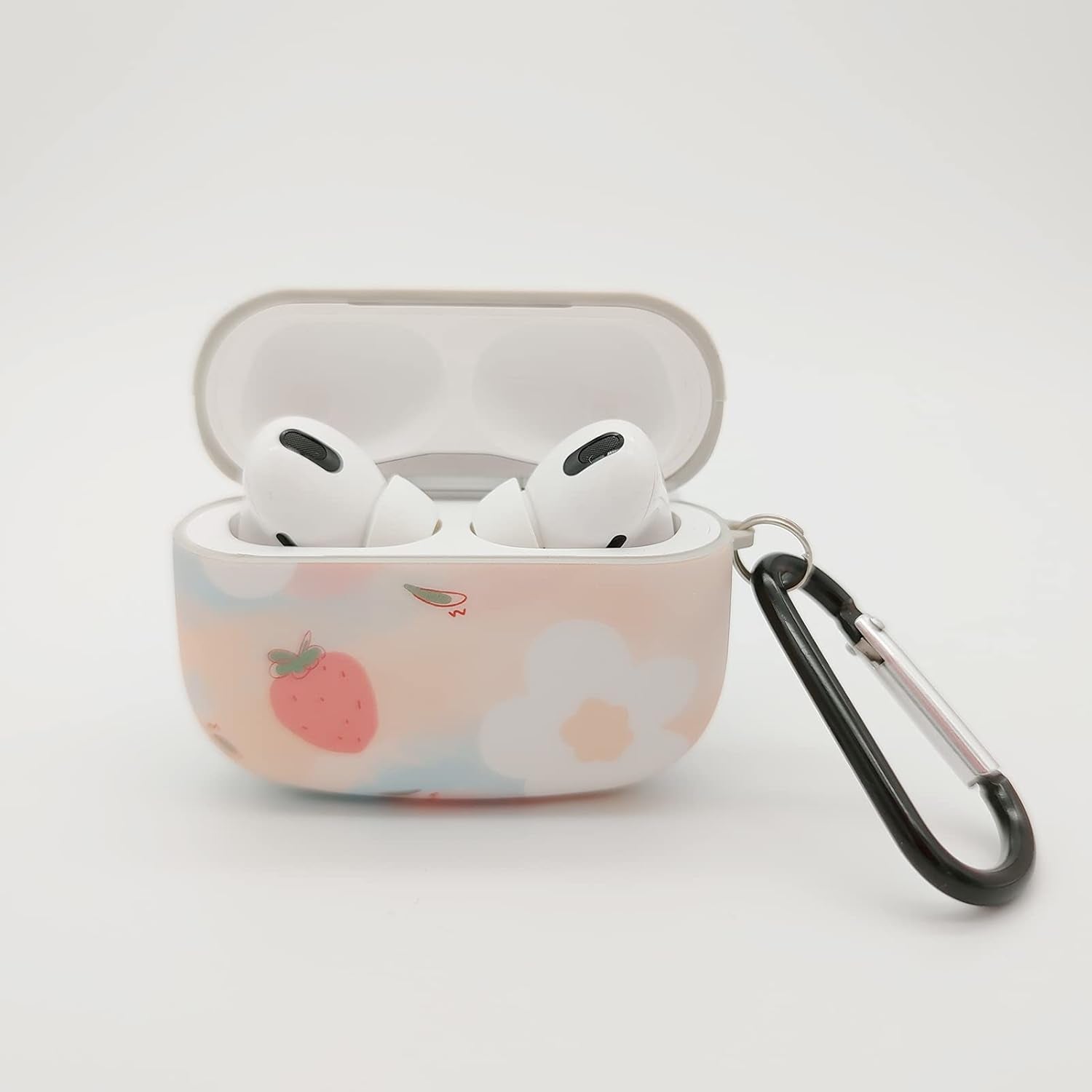Airpods Pro Case Cover with Keychain,Soft Cat Ears Airpods Pro Case Cute for Girl Women Full Protective Case Cover(Pinkflower)